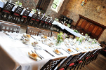 Bedern Hall dining tables with white tablecloths